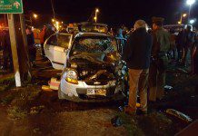 Colisión múltiple entre micro y tres autos en Alerce Histórico.Puerto Montt. 4 lesionados.