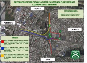 Dos meses sufrirán conductores por retiro de pasarelas en rotonda acceso a Puerto Montt