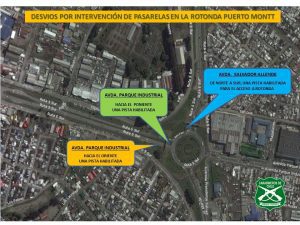 Dos meses sufrirán conductores por retiro de pasarelas en rotonda acceso a Puerto Montt