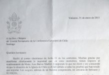 Carta del Papa revela preocupaciones sobre obispo chileno