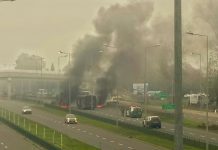 Instalan barricadas en ruta 215 a la altura de la Ulagos