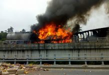 VIDEO: Impacto frontal de camiones y posterior incendio provoca corte en Ruta 5
