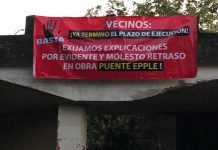 Con un llamativo lienzo que presenta descontento por retraso obras del puente Epple en Osorno