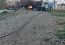 Incidentes en Cañete terminan con camiones quemados y la Ruta 60 cortada