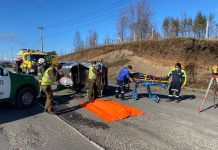 Carabineros simuló accidente de tránsito en la ruta 215 para generar conciencia en los conductores