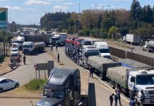 Conductores y trabajadores forestales deponen bloqueo de la Ruta 5 Sur