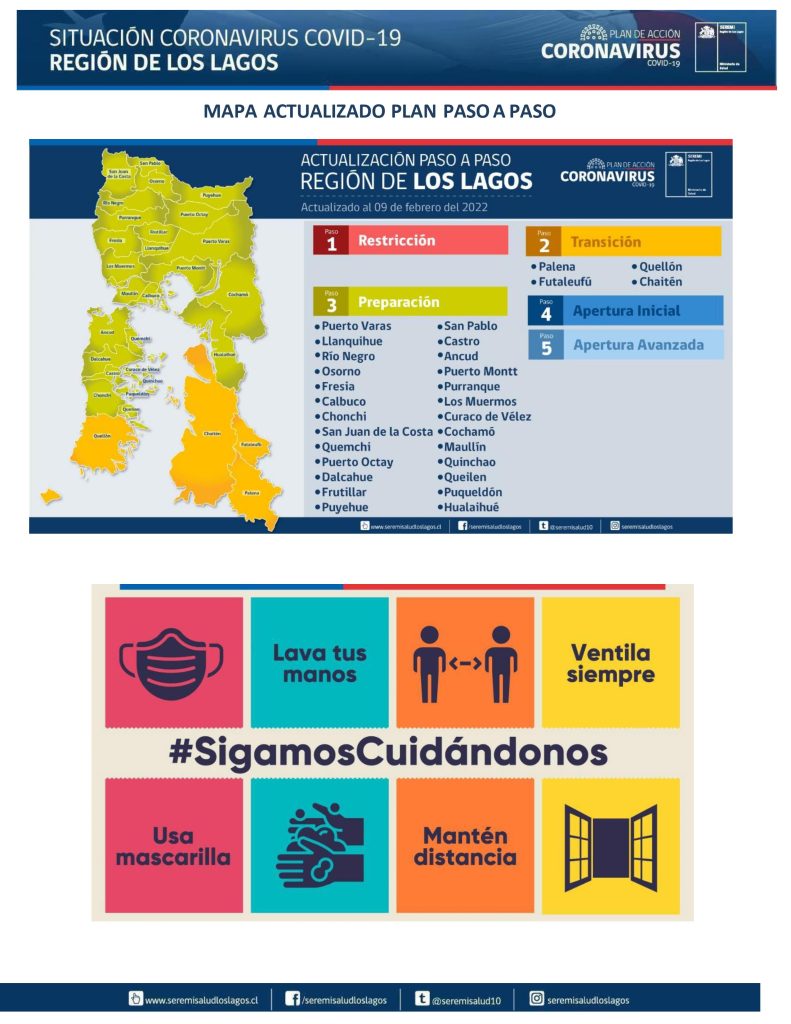 1.835 contagios y 5 fallecidos dejó el covid-19 este lunes en la región de Los Lagos