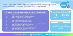 Essal suspenderá suministro de agua potable en toda La Unión para reparar vertimiento de aguas servidas en el río Bueno