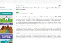 Onemi declara Alerta Preventiva Regional para Los Ríos por pronóstico de lluvias para los próximos días
