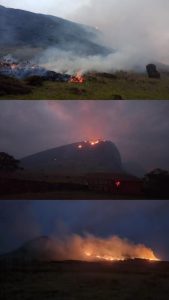 Arde Isla de Pascua: voraz incendio deja moáis calcinados y un daño patrimonial irreparable