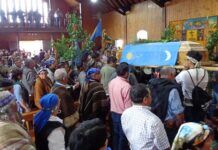 Masiva despedida del Cacique Mayor Antonio Alcafuz en Quilacahuín