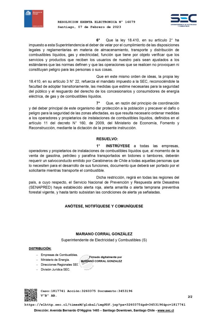 Porte de salvoconducto para venta de combustible en bidones no estaría aplicándose en la región de Los Lagos