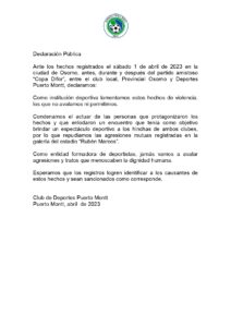 Directivas de Osorno y Puerto Montt condenaron hechos de violencia durante el &quot;amistoso&quot; entre ambos elencos