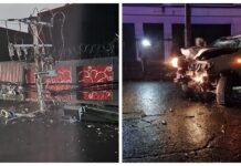 Dos heridos y varias cuadras sin luz dejó choque de camioneta con un poste en Osorno