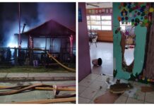 Madrugada del terror en Puyehue: Delincuentes destrozaron infraestructura de una escuela y un incendio afectó a dos viviendas