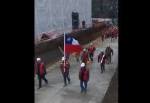 Brillante «parada militar» de trabajadores que construyen departamentos sociales en Osorno