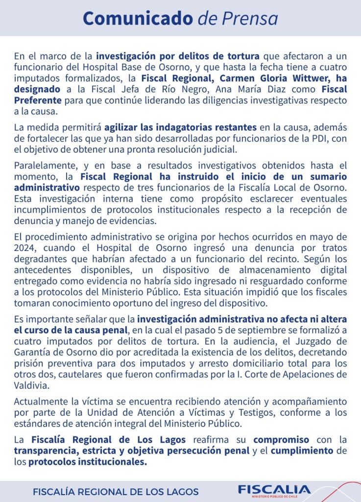 Terremoto en "caso torturas": Cambian a fiscal a cargo y abren sumario a tres funcionarios por posible pérdida de evidencia