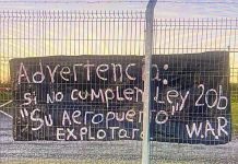 “Si no se cumple con la ley…”: lienzo con amenaza de bomba en aeropuerto de La Araucanía obliga a operativo de seguridad