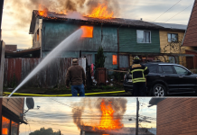 Violento incendio tras explosión deja 11 damnificados y dos viviendas dañadas en Osorno