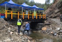 Inauguran nuevo puente de madera nativa en sector Pampa Redonda